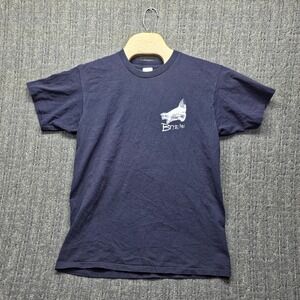 Vintage 90s Shark T-Shirt Large Navy Bite Me Chesapeake Bay Anvil Great White T